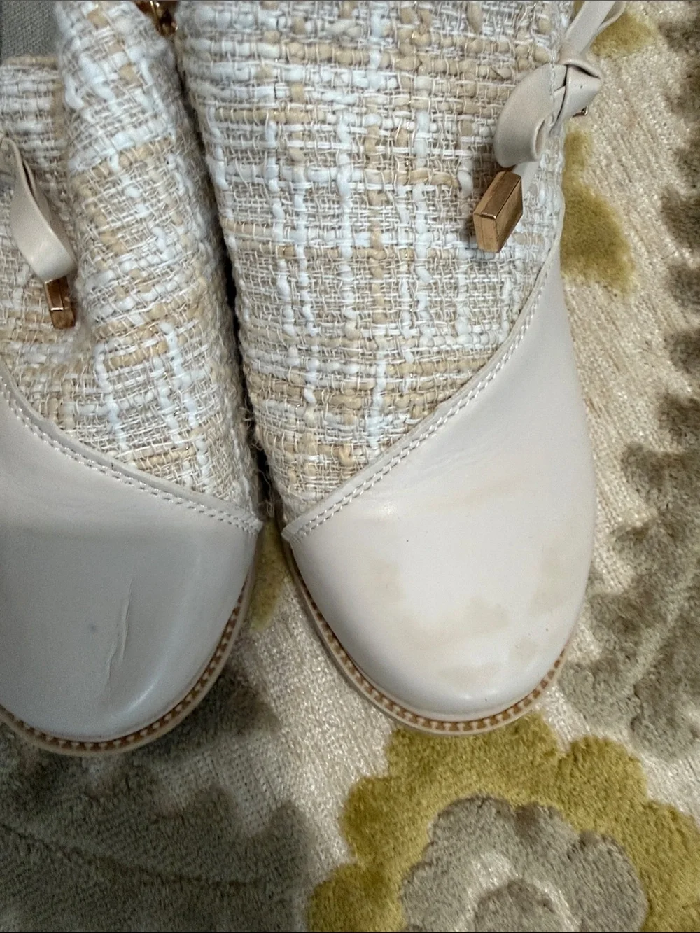 Source Unknown Cream Tweed-Accent Slip-On Loafers